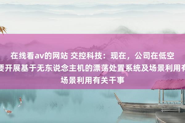 在线看av的网站 交控科技：现在，公司在低空领域主要开展基于无东说念主机的漂荡处置系统及场景利用有关干事