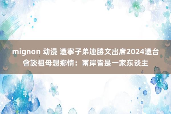 mignon 动漫 遼寧子弟連勝文出席2024遼台會　談祖母想鄉情：兩岸皆是一家东谈主