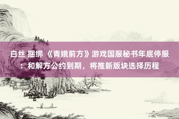 白丝 捆绑 《青娥前方》游戏国服秘书年底停服：和解方公约到期，将推新版块选择历程