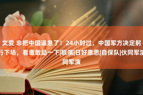 文爱 非把中国逼急了！24小时过，中国军方决定躬行下场，看谁敢动一下|联演|日好意思|自保队|伙同军演