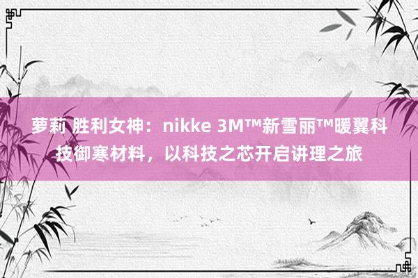 萝莉 胜利女神：nikke 3M™新雪丽™暖翼科技御寒材料，以科技之芯开启讲理之旅