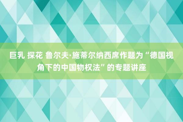 巨乳 探花 鲁尔夫·施蒂尔纳西席作题为“德国视角下的中国物权法”的专题讲座